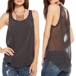 NWT Chaser Semi-Sheer Drape Back‎ Tank Silk/Chiffon